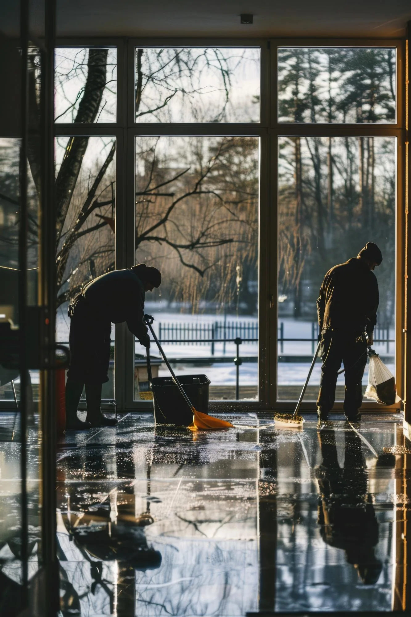 Finishing clean of a renovated interior in Tokyo